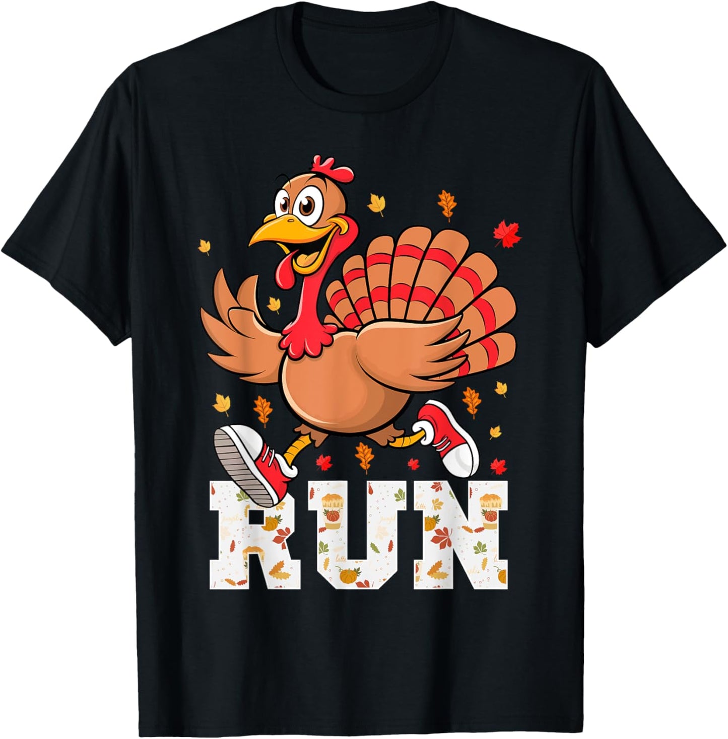 Turkey Run Costume Kids Thanksgiving Running Turkey Trot T-Shirt - T-Shirt | Black