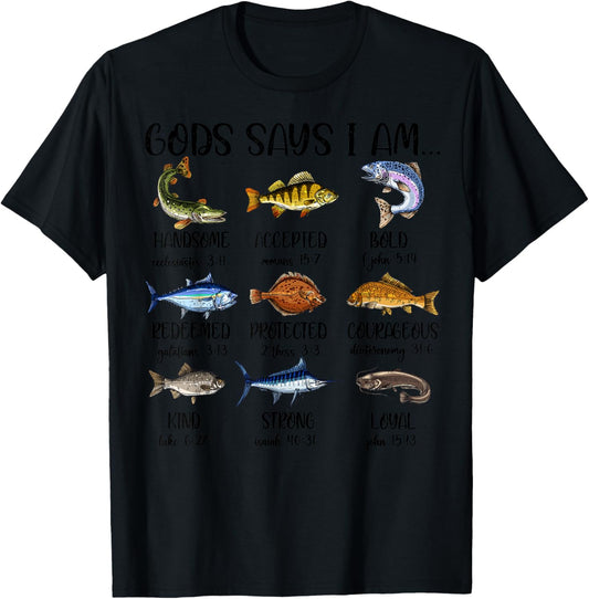 Christian God Says I Am Fishing Toddler Boy Kids Men Jesus T-Shirt - T-Shirt | Black