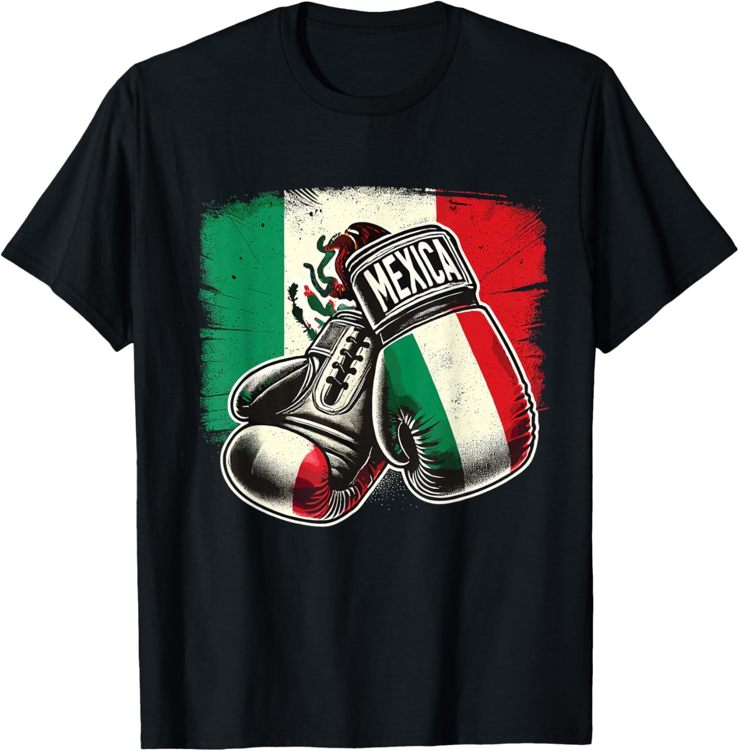 Mexican Boxing Mexican Boxing Gloves Flag T-Shirt - T-Shirt | Black
