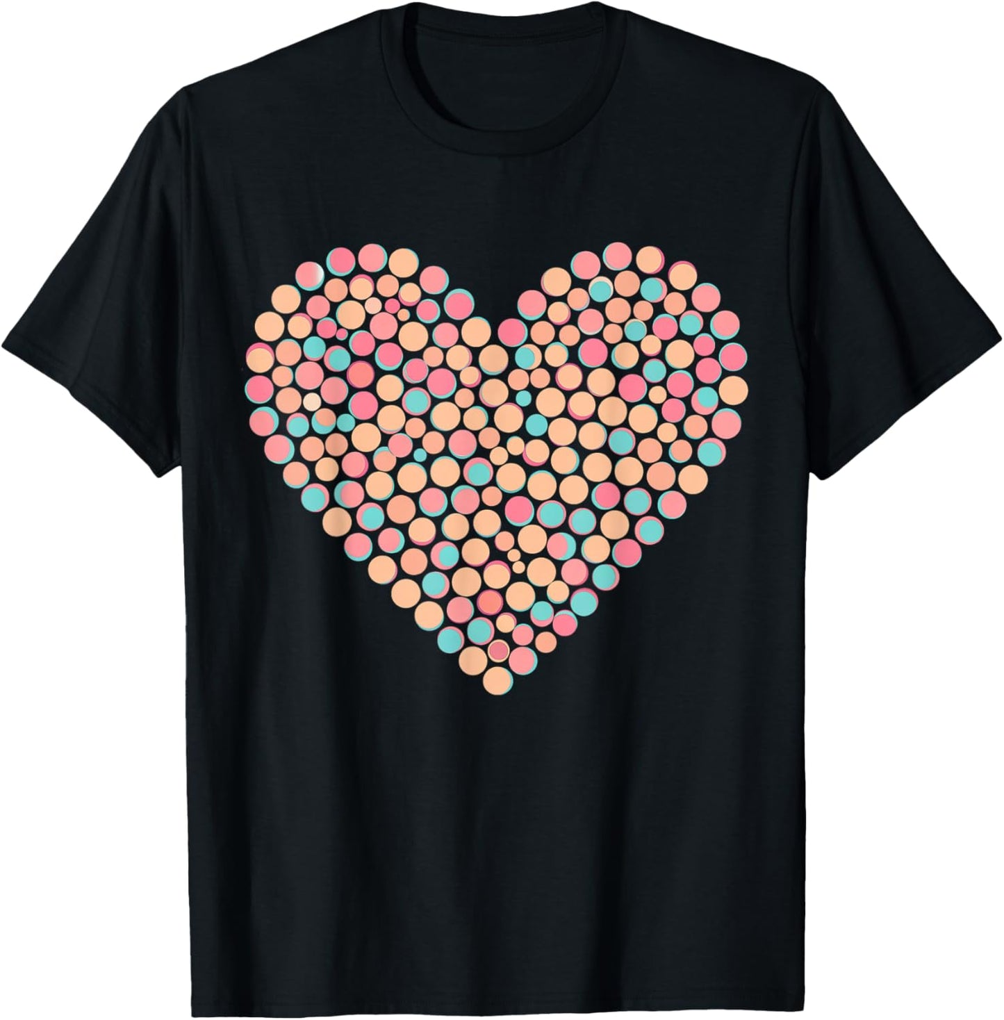Colorful Heart Polka Dot T-Shirt - T-Shirt | Black