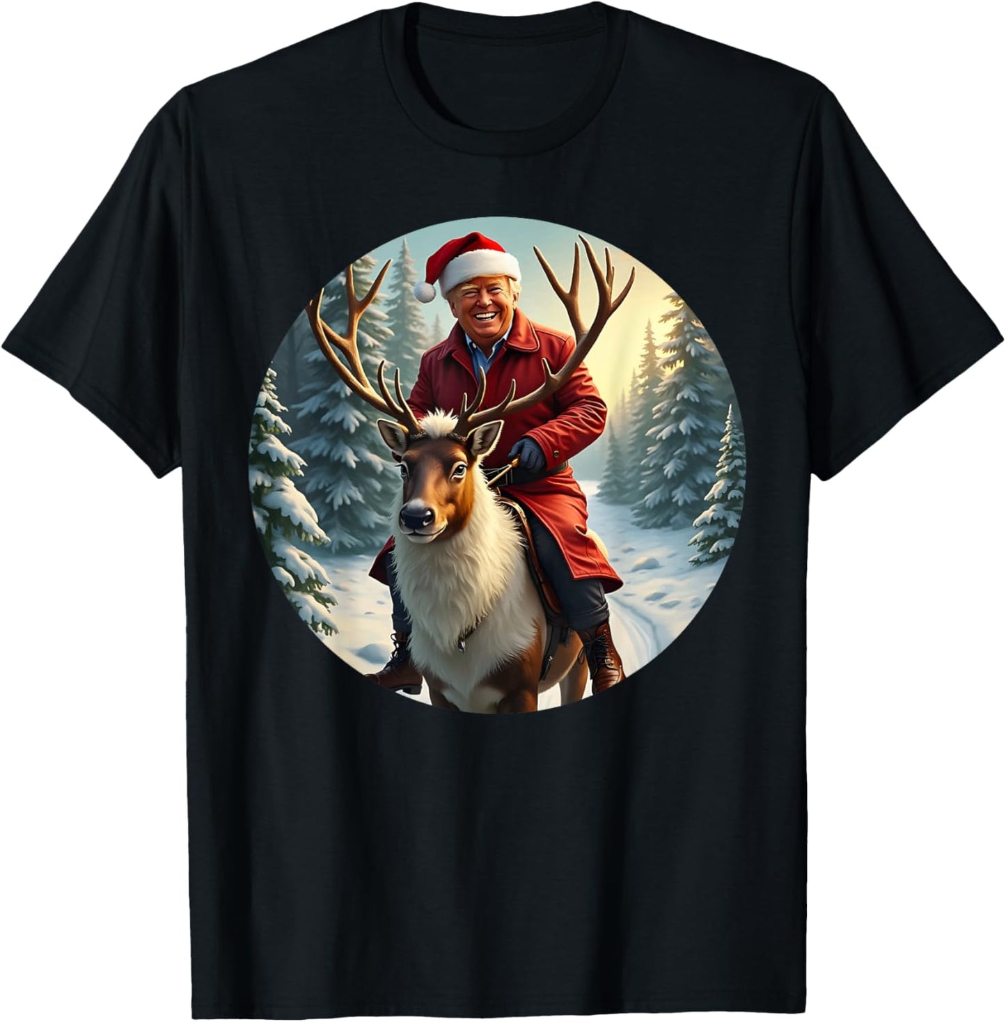 Santa Trump Xmas Donald Apparel Funny Christmas Pajamas T-Shirt - T-Shirt | Black