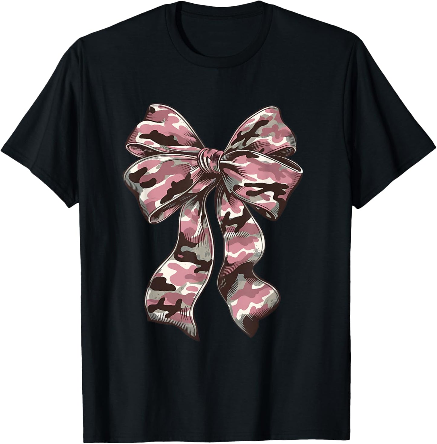 Pink Camouflage Old Camo Bow Camo Coquette Bow Hunting Women T-Shirt - T-Shirt | Black