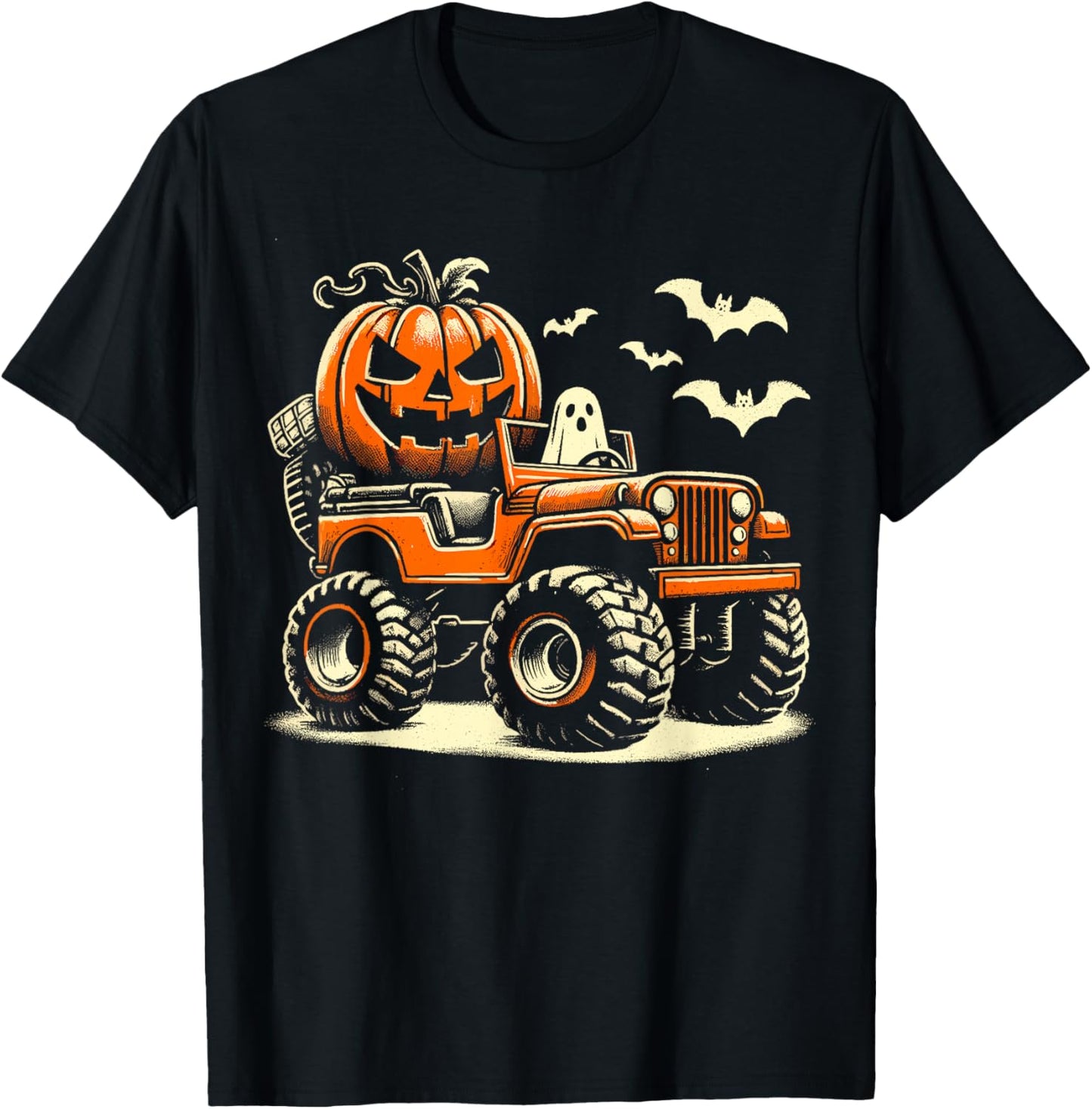 Halloween Monster Truck Dino T-Shirt - T-Shirt | Black