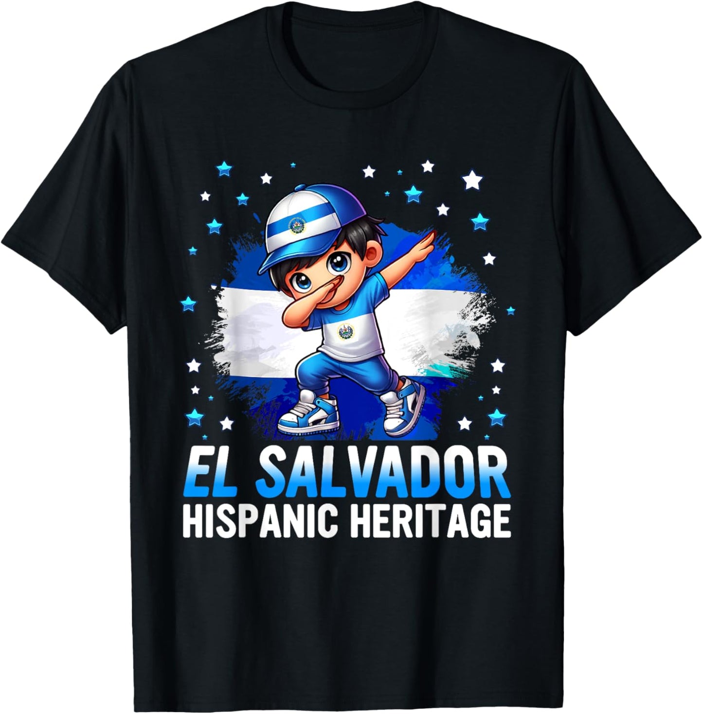 El Salvador Dabbing Kid Hispanic Heritage Salvadorian Roots T-Shirt - T-Shirt | Black