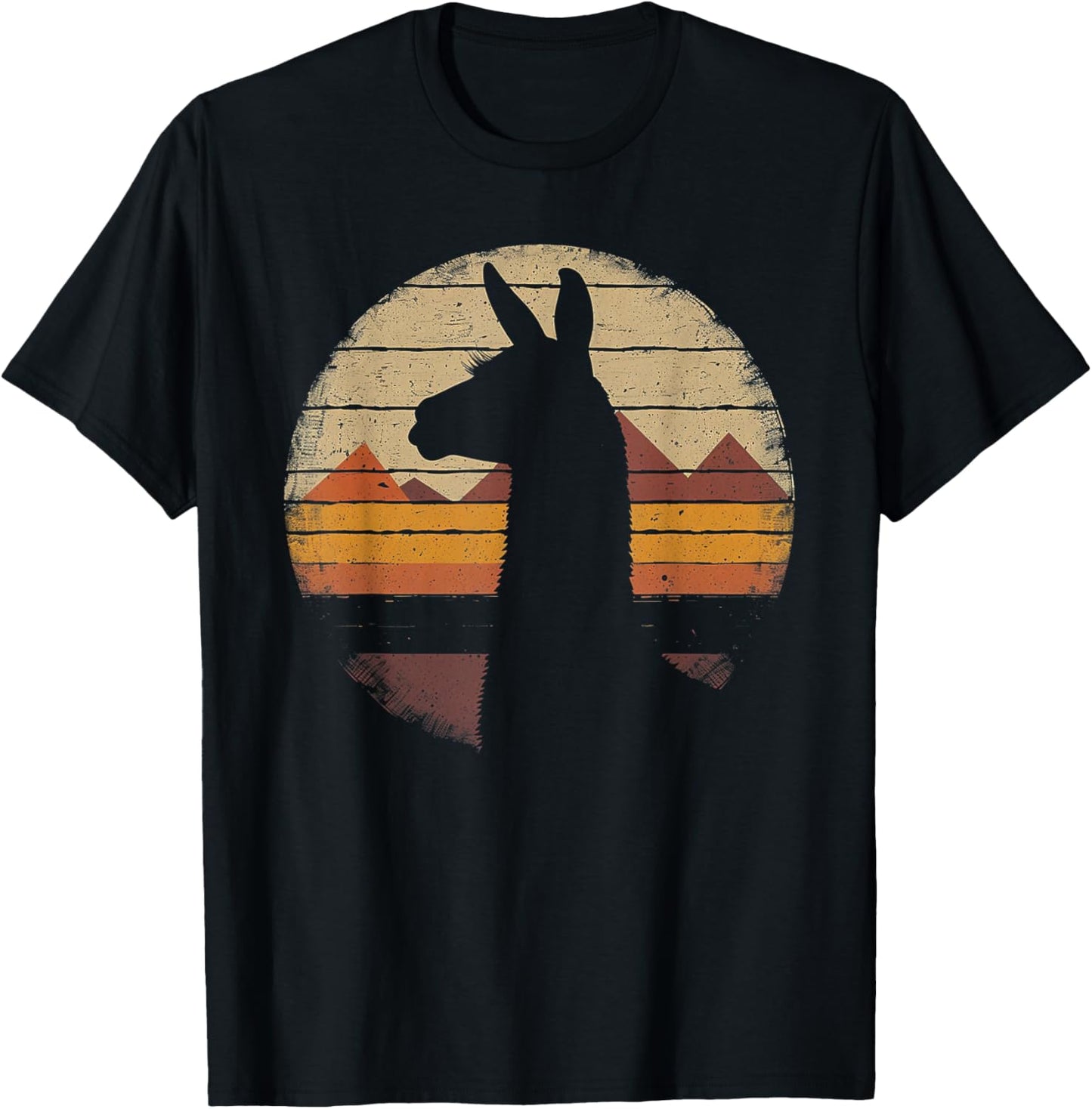 Llama Alpaca - Retro 70s 80s Graphic Vintage Men Women T-Shirt - T-Shirt | Black