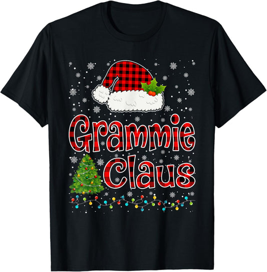 Funny Grammie Claus Christmas Lights Xmas Pajama Family T-Shirt - T-Shirt | Black
