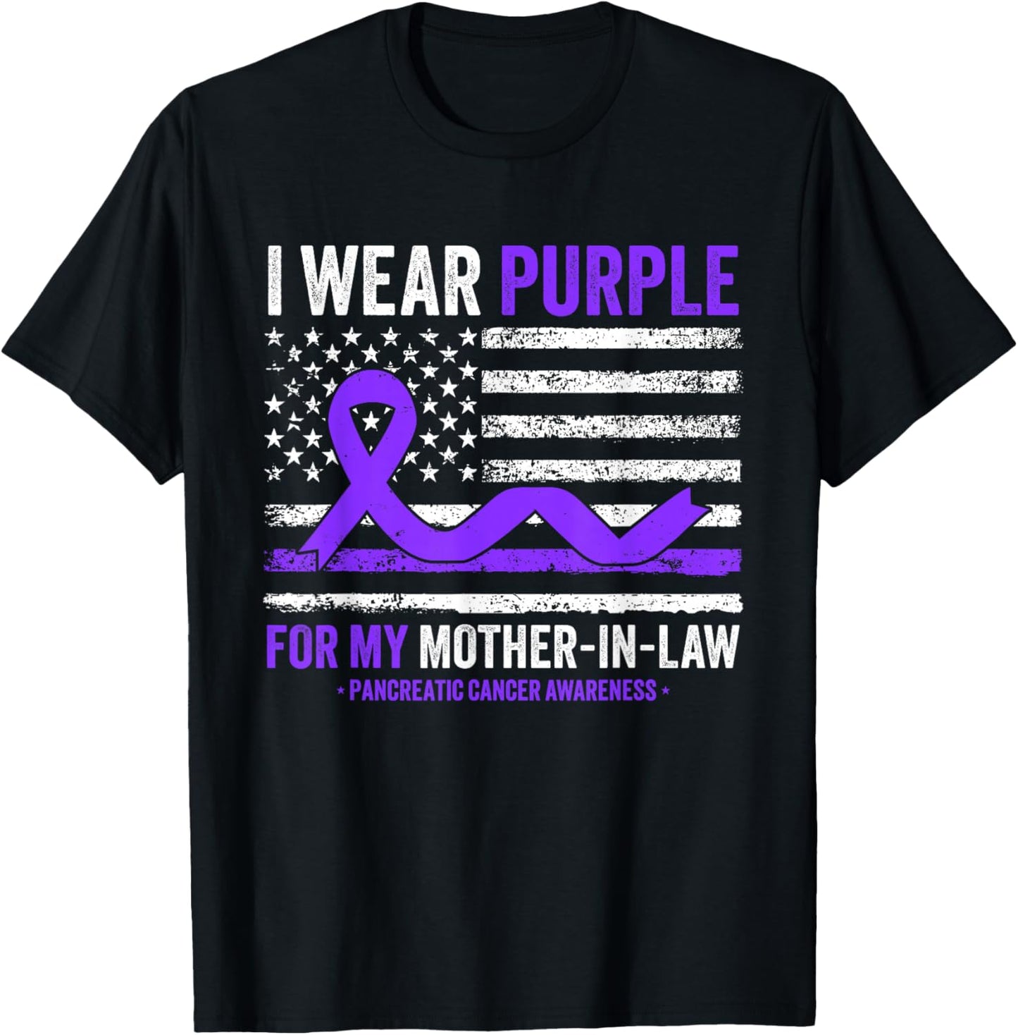 I Wear Purple For My Mother-In-Law Pancreatic Cancer T-Shirt - T-Shirt | Black