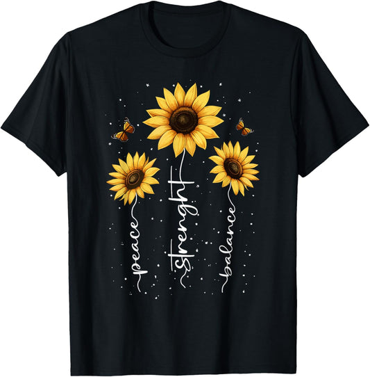 Sunflowers Floral with Motivation Saying Cute Wildflowers T-Shirt - T-Shirt | Black