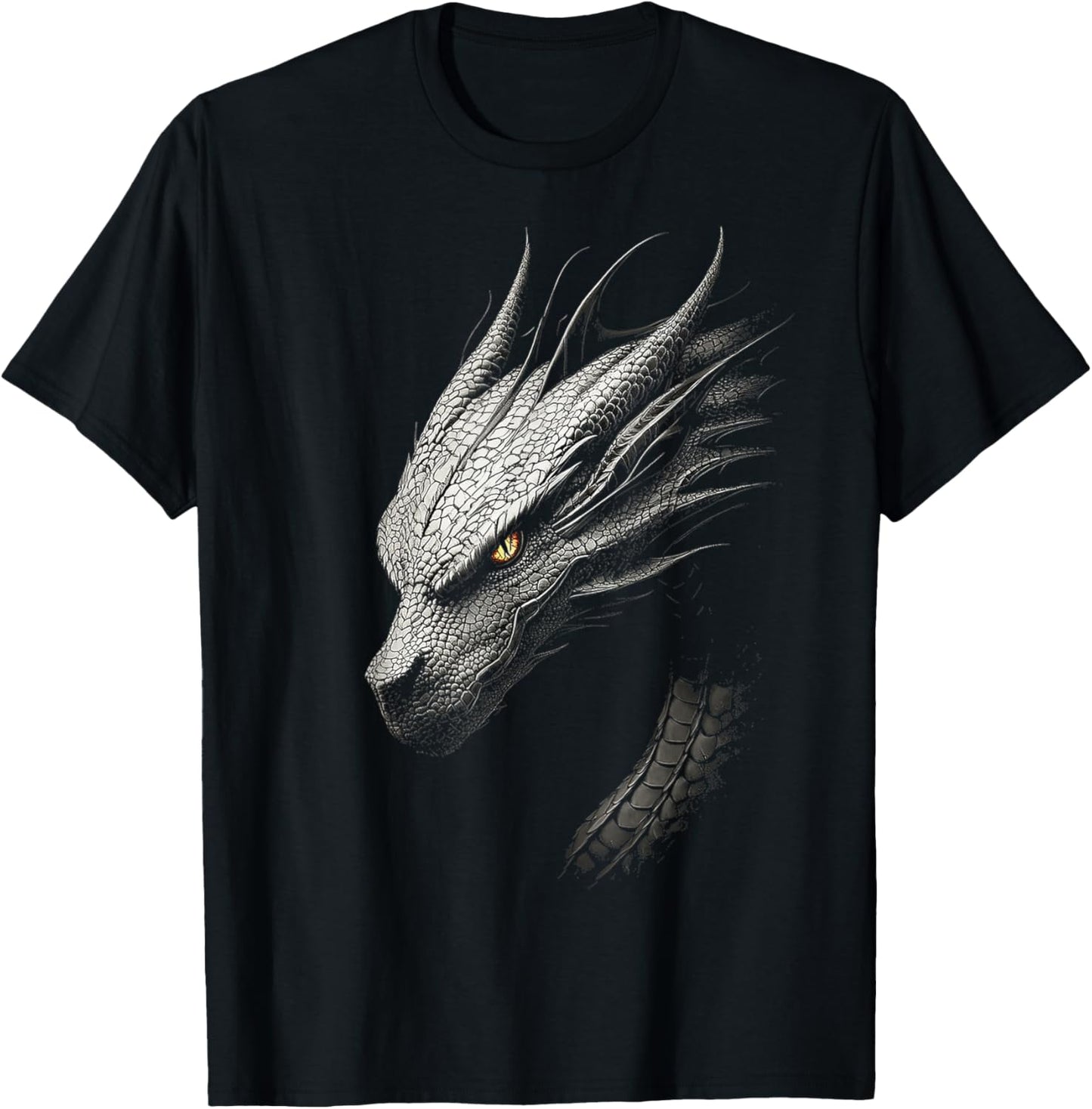 Silver Dragon Graphic Mythical Artwork Silver Dragon T-Shirt - T-Shirt | Black