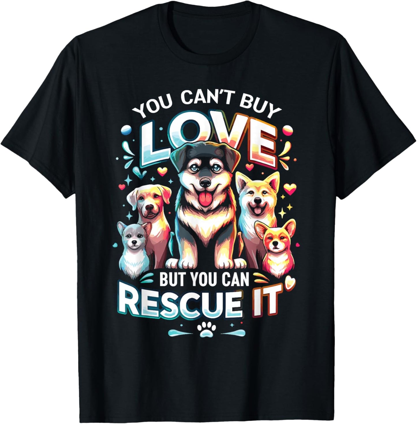 Cute Dog Rescue Lover Dog Breeds Rescued Dog T-Shirt - T-Shirt | Black