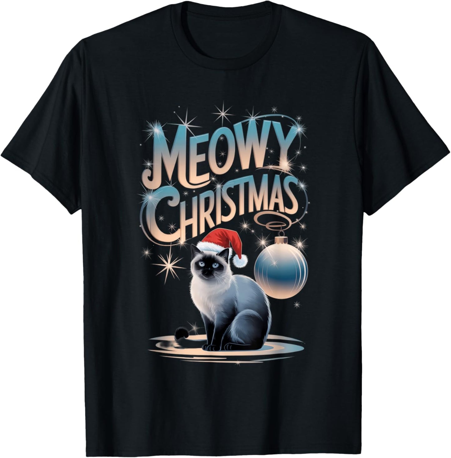 Meowy Christmas Cat Mama - Siamese Cat Lover Women Kids T-Shirt - T-Shirt | Black