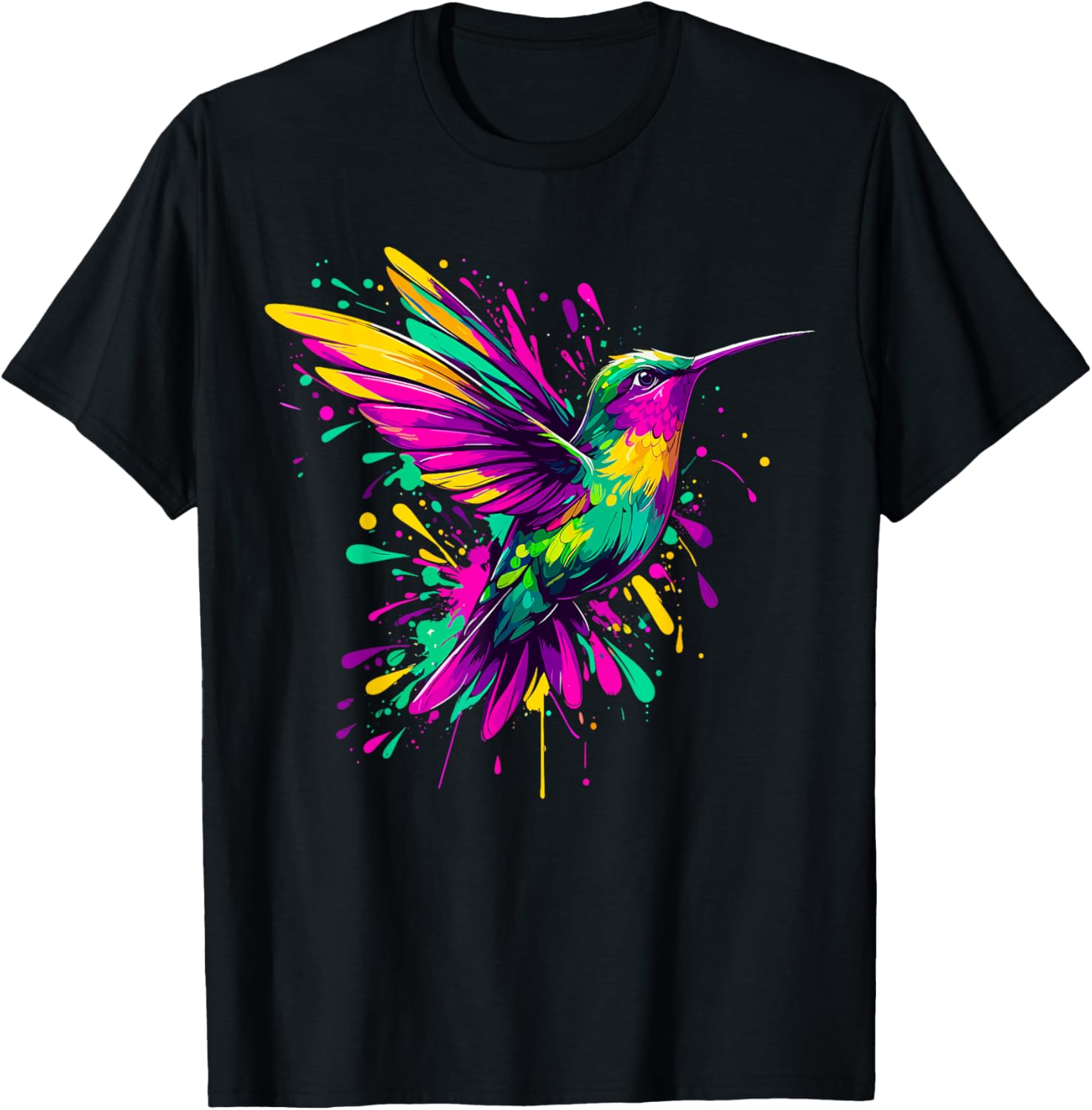 Hummingbird Watercolor Art T-Shirt - T-Shirt | Black
