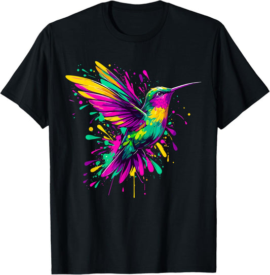 Hummingbird Watercolor Art T-Shirt - T-Shirt | Black