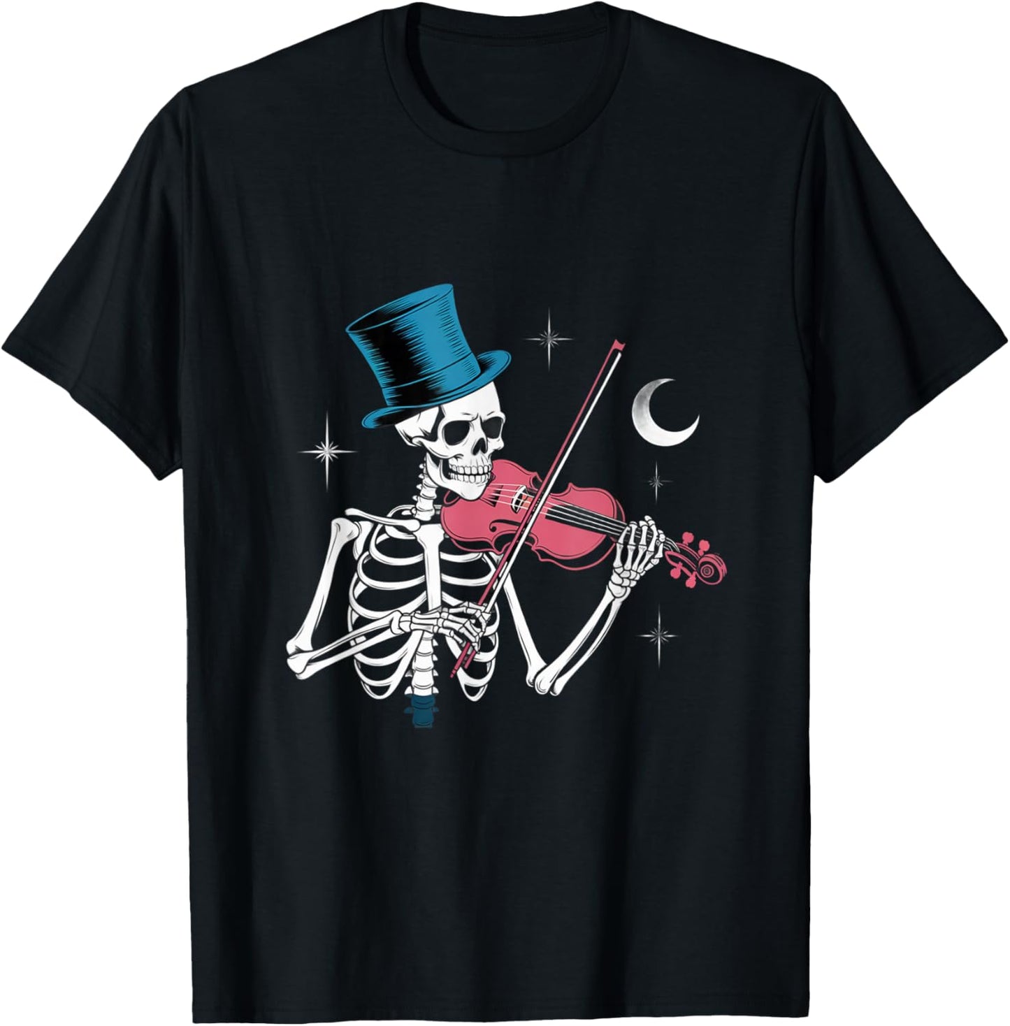Funny Skeleton Playing Violin Cool Music Funny Skeleton Meme T-Shirt - T-Shirt | Black