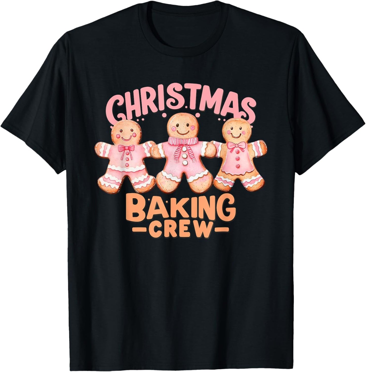 Christmas Baking Crew Pink Gingerbread Cookie Family Baking T-Shirt - T-Shirt | Black
