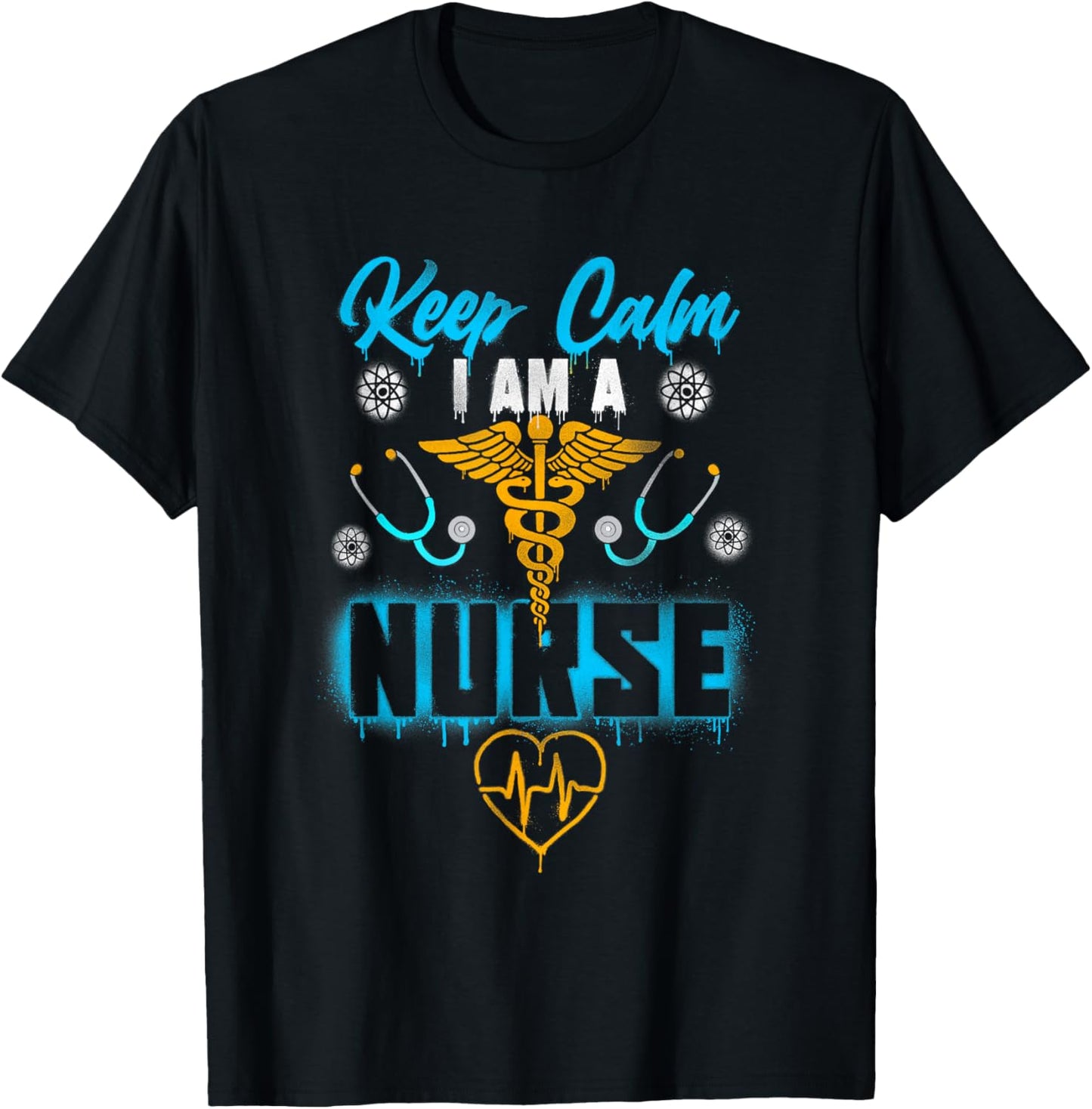 Keep Calm I Am a Nurse Healthcare Hero Inspirational Graphic T-Shirt - T-Shirt | Black