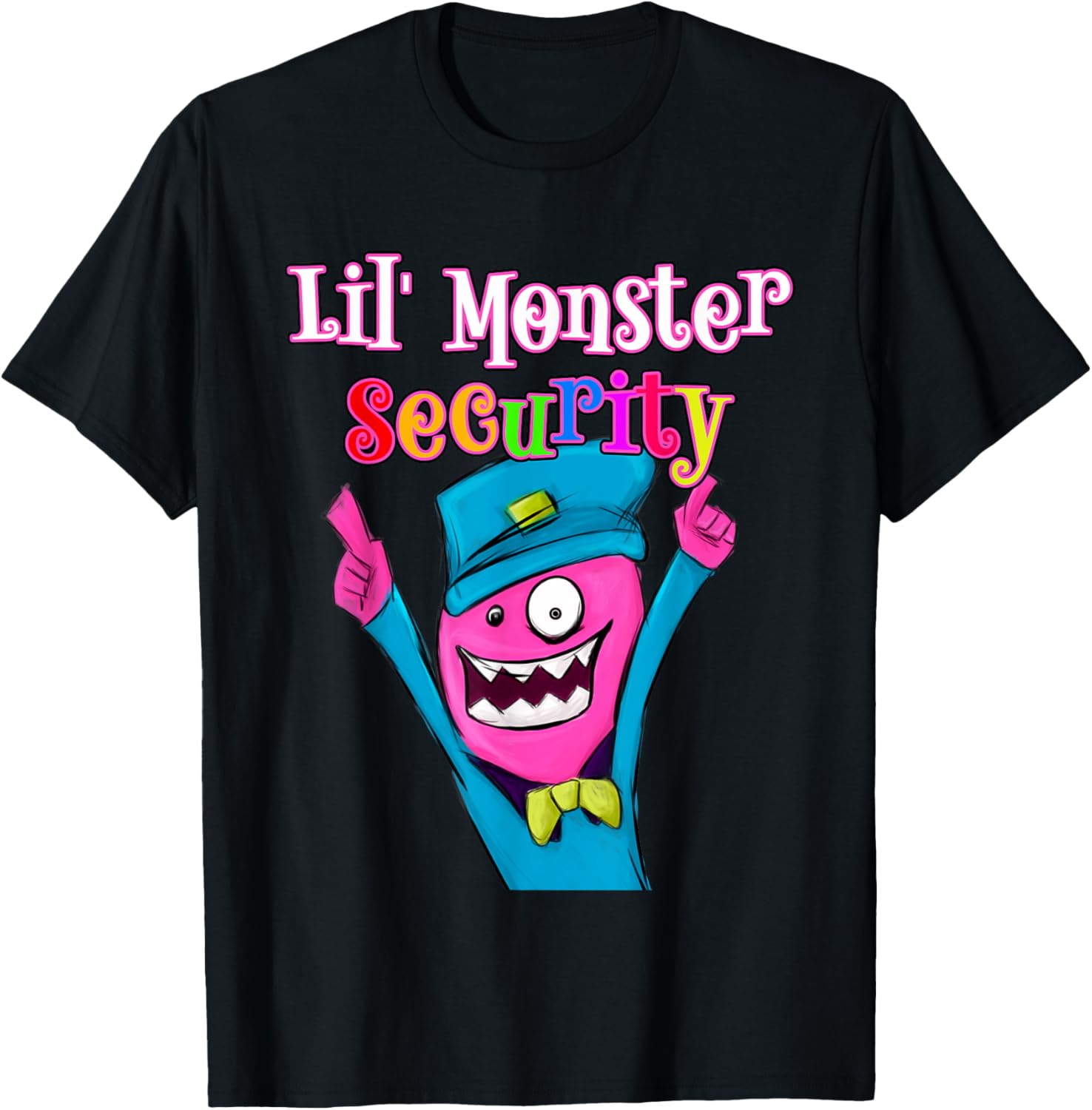 Halloween Dad Mom Daughter Adult , Lil' Monster Security T-Shirt - T-Shirt | Black