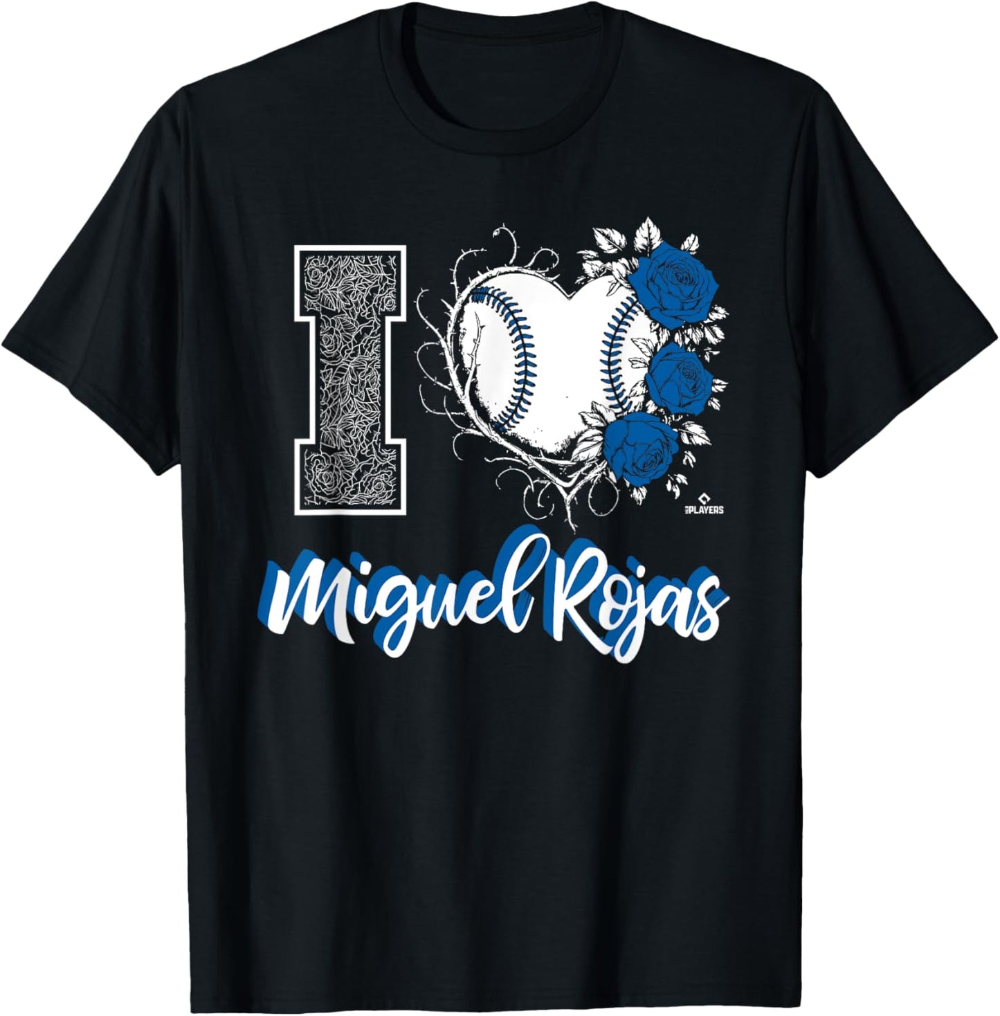 I Heart Baseball Stitch Miguel Rojas Los Angeles Baseball T-Shirt - T-Shirt | Black