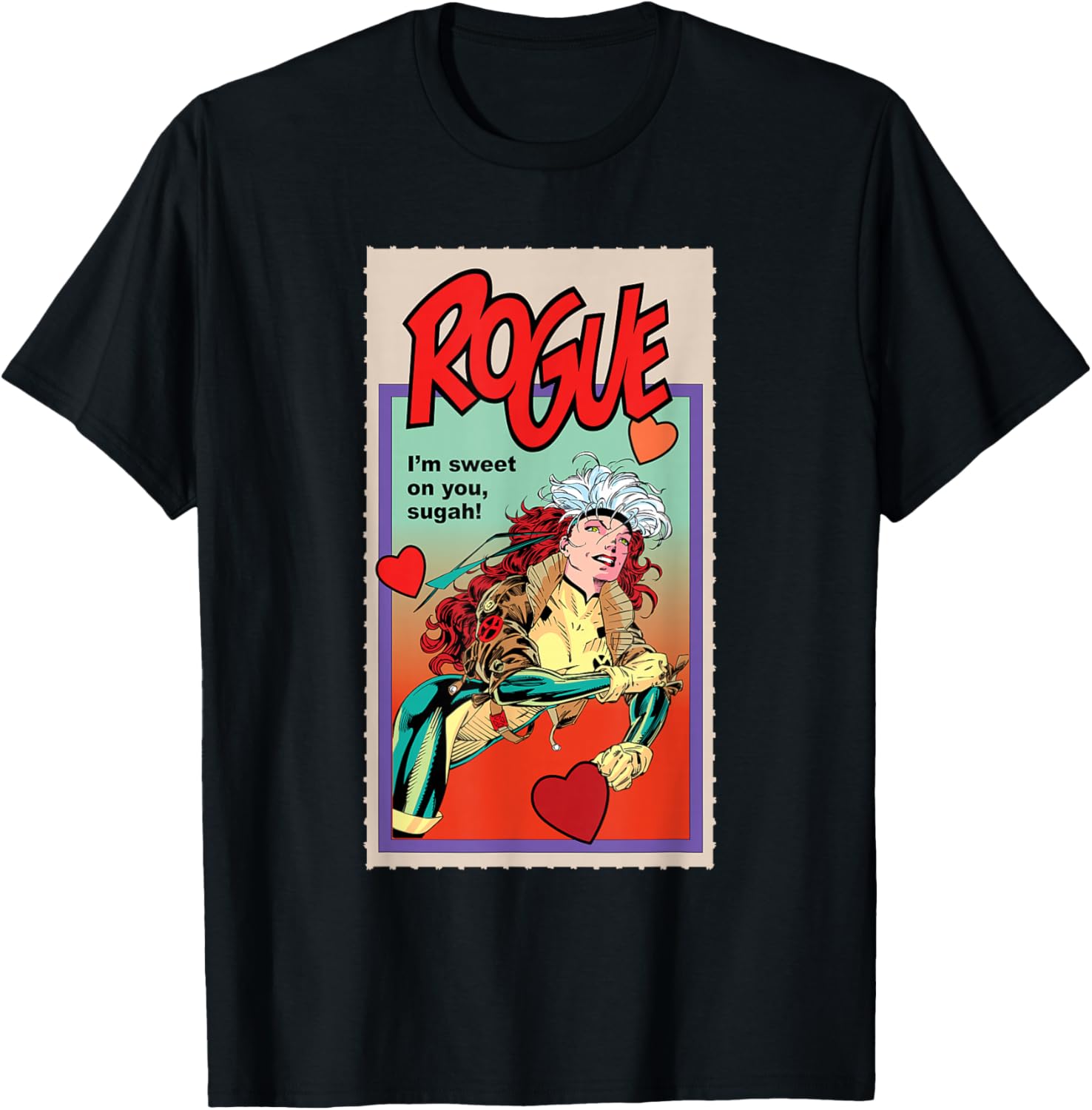 Marvel X-Men Retro ’90s Valentine’s Day Card Rogue T-Shirt - T-Shirt | Black