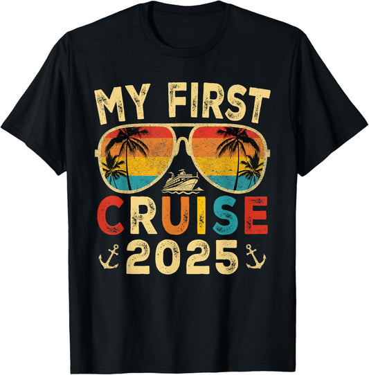 My First 2025 Cruise Trip Kids Vacation Matching Family Ship T-Shirt - T-Shirt | Black