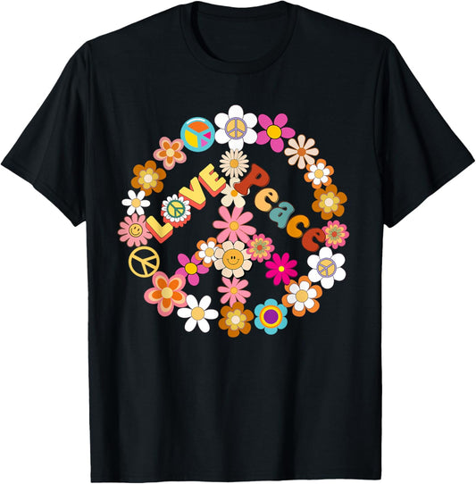 Peace Sign Love 60 s 70 s Shirts 70s Outfits T-Shirt - T-Shirt | Black