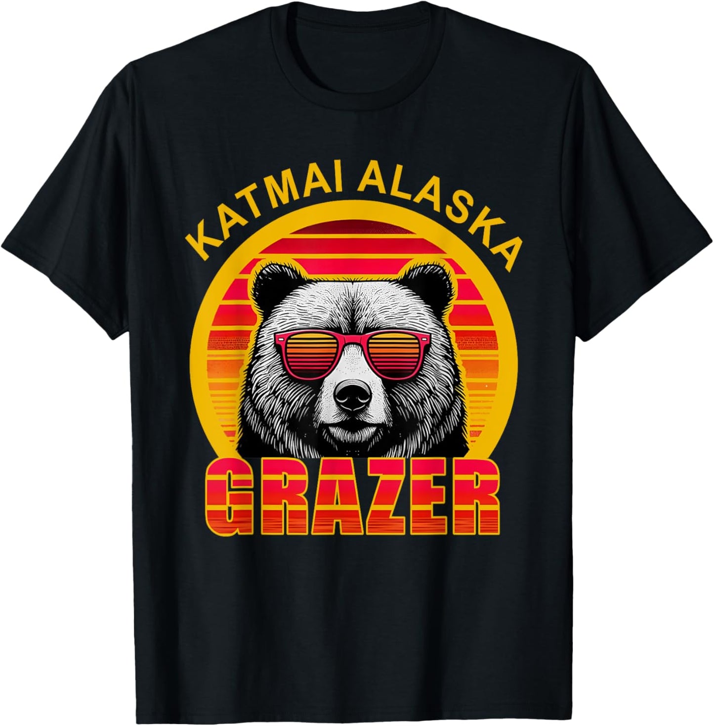 Katmai Alaska Grazer Vintage Fat Bear Week 2024 T-Shirt - T-Shirt | Black