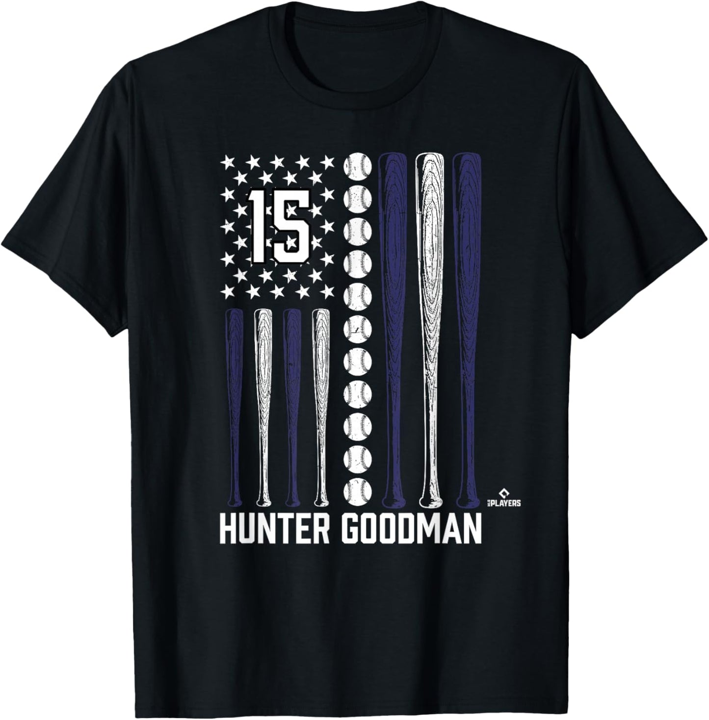 Baseball American Flag Hunter Goodman Colorado Baseball T-Shirt - T-Shirt | Black