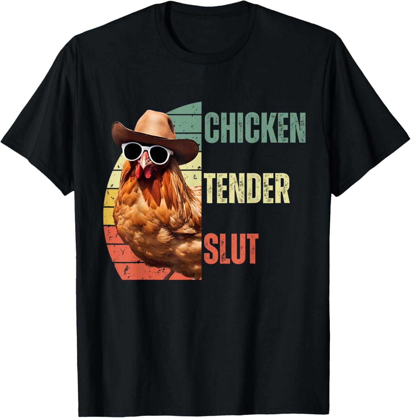 Chicken Tender Slut Sunglasses Retro Vintage Adult Humor T-Shirt - T-Shirt | Black