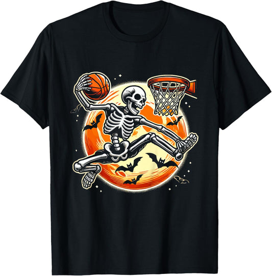 Kids Skeleton Basketball Boys Halloween Shirts Kids Boys T-Shirt - T-Shirt | Black