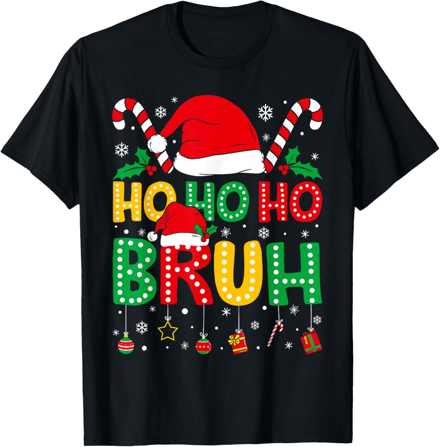 Ho Ho Ho Bruh Funny Christmas Teens Boys Kids Xmas Pajamas T-Shirt - T-Shirt | Black