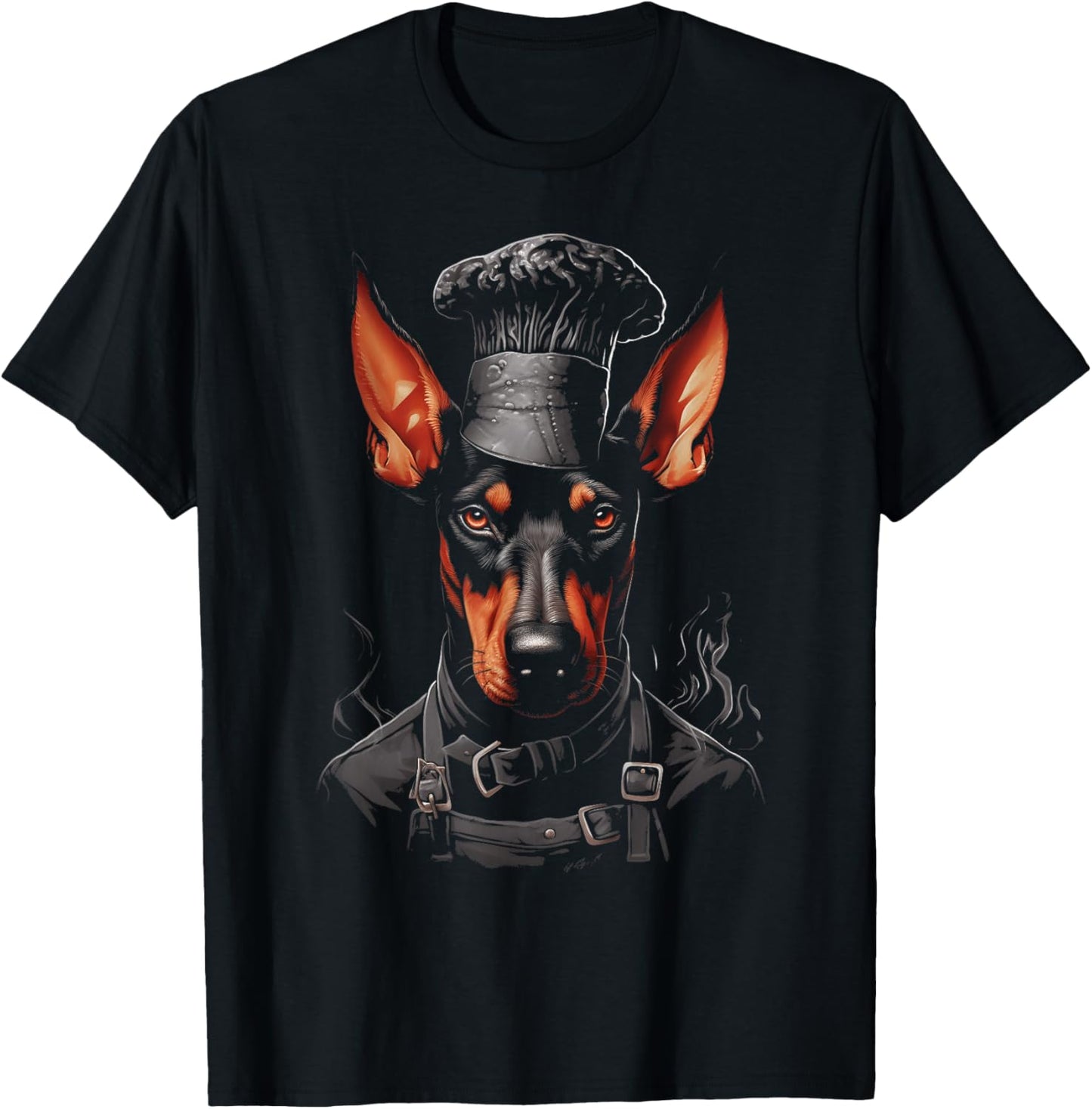 Doberman Pinscher Chef Dog Dad Cooking Baker Baking Cooker T-Shirt - T-Shirt | Black