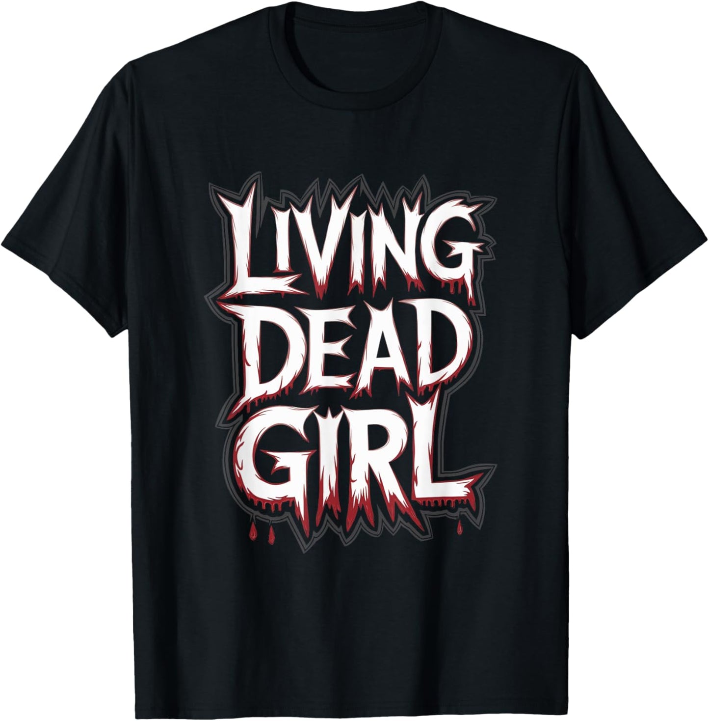 Dripping Blood Zombie Movie Living Dead Girl Halloween T-Shirt - T-Shirt | Black