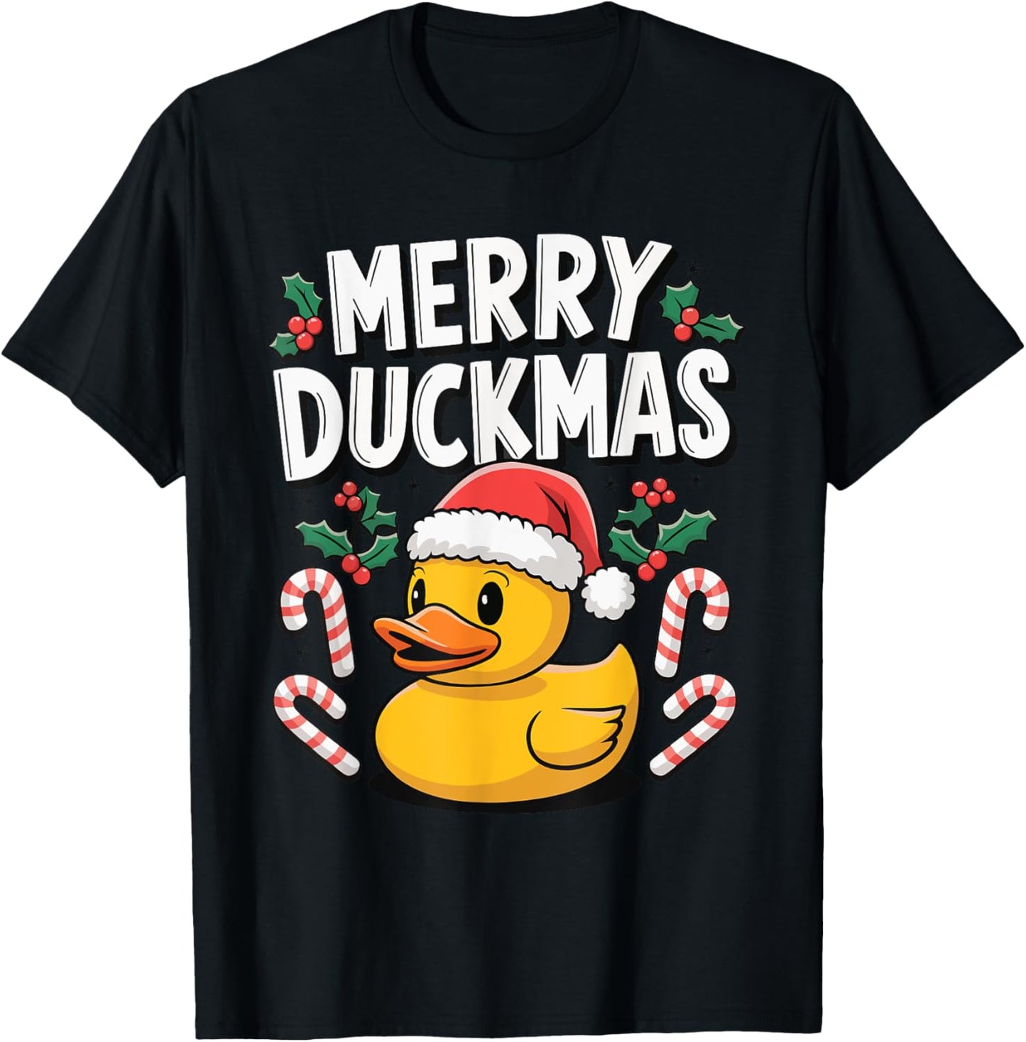 Merry Duckmas Christmas Rubber Duck T-Shirt - T-Shirt | Black