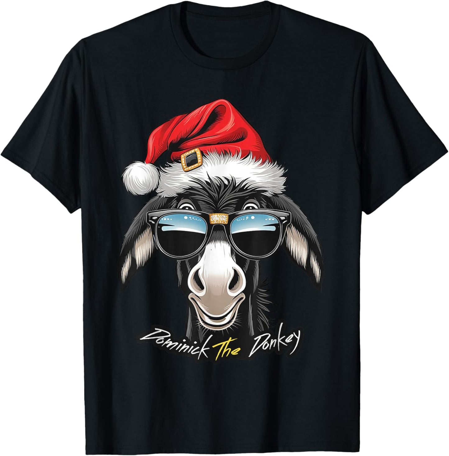DONKEY FUNNY Dominick The Donkey Funny - -Adults, Blue, Small, Short Sleeve T-Shirt - T-Shirt | Black