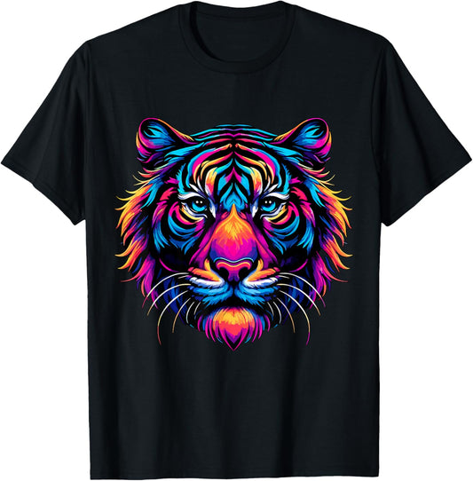 Magical and Funny Tiger lover Gifts Colorful Tiger , -Kids, -Adults, Short Sleeve, , Black, Small T-Shirt - T-Shirt | Black