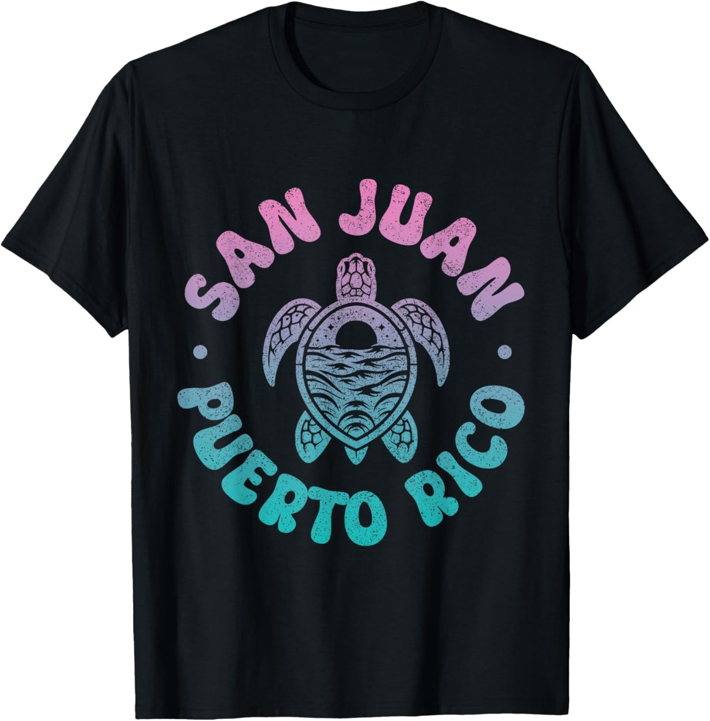 San Juan Puerto Rico Sea Turtle Boricua Souvenir Retro T-Shirt - T-Shirt | Black