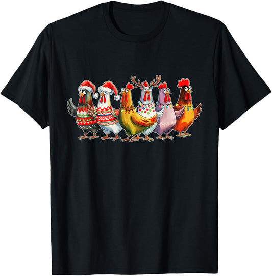Funny Xmas Chicken Farmer Christmas Matching Family Christma T-Shirt - T-Shirt | Black