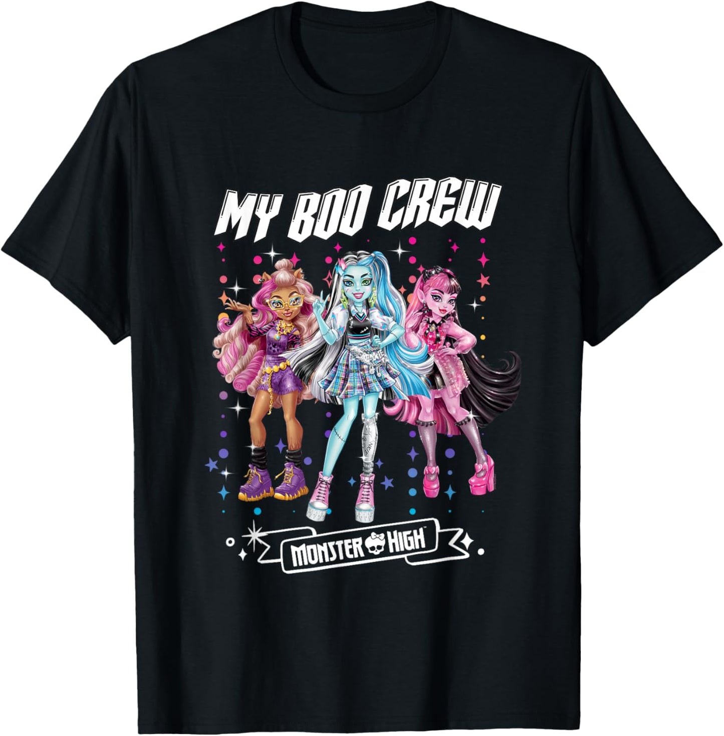 Monster High - My Boo Crew Clawdeen Frankie Draculaura T-Shirt - T-Shirt | Black