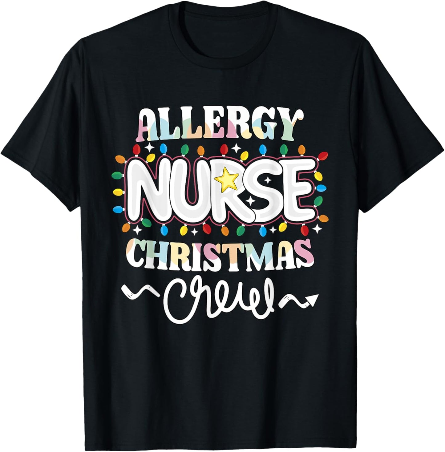 Allergy Nurse Christmas Crew Allergy/Immunology Nursing NP T-Shirt - T-Shirt | Black