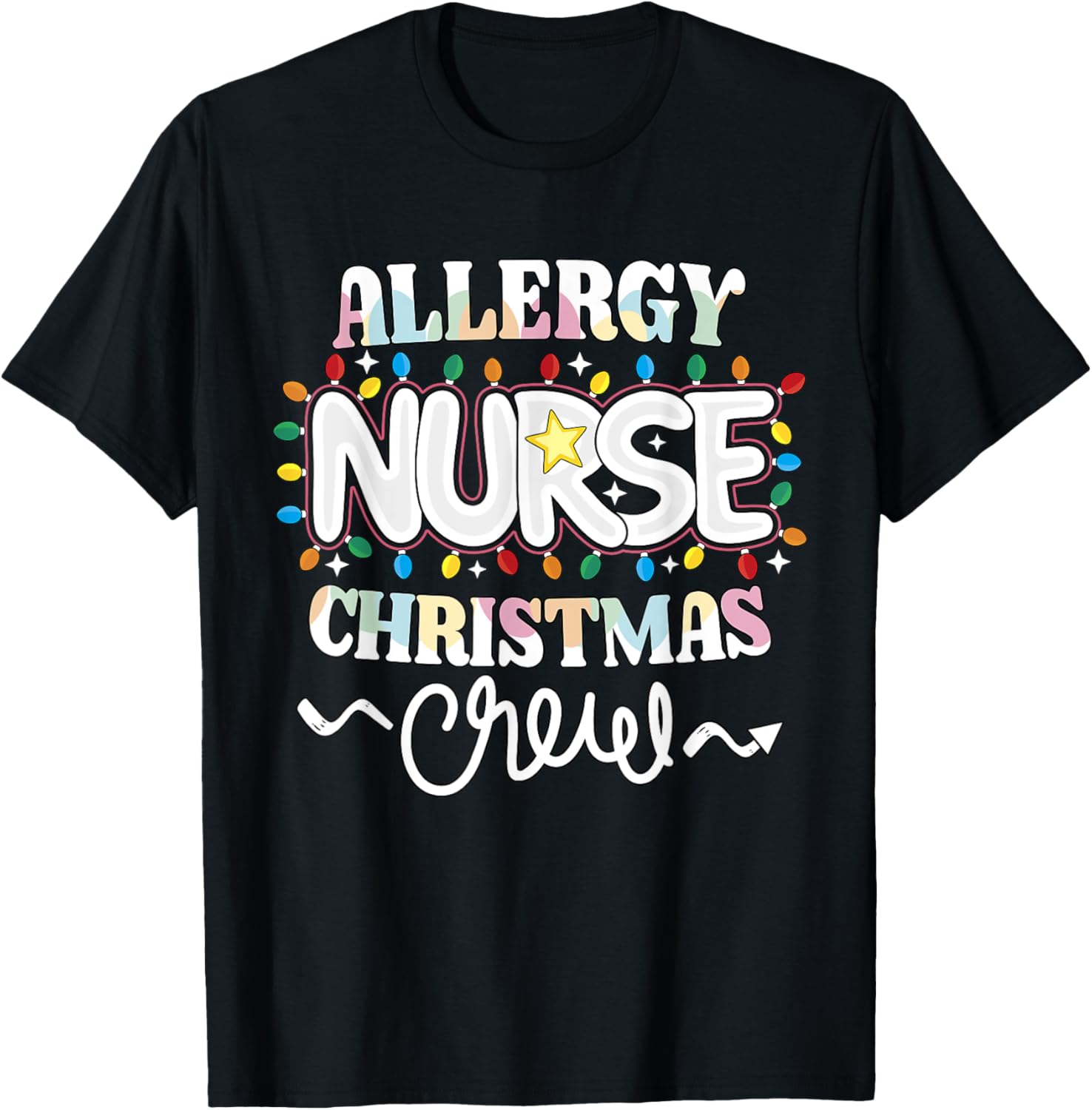 Allergy Nurse Christmas Crew Allergy/Immunology Nursing NP T-Shirt - T-Shirt | Black