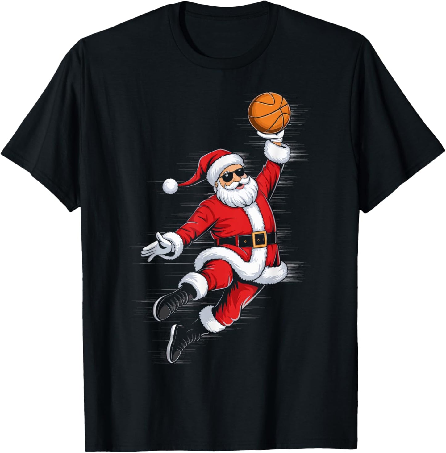 Cute Dunking Santa Playing Basketball Christmas Sports T-Shirt - T-Shirt | Black