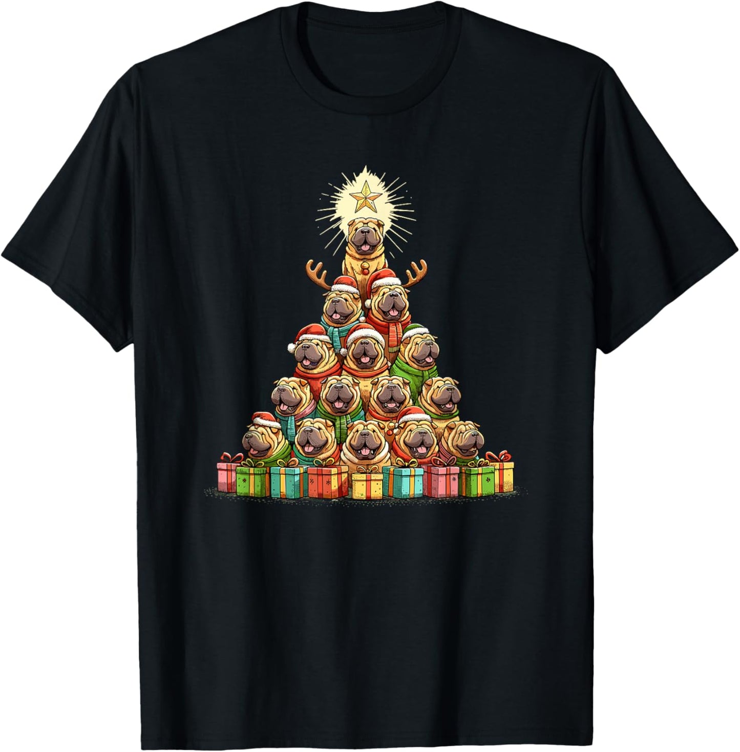 Christmas Tree Chinese Shar-Pei Shar Pei T-Shirt - T-Shirt | Black