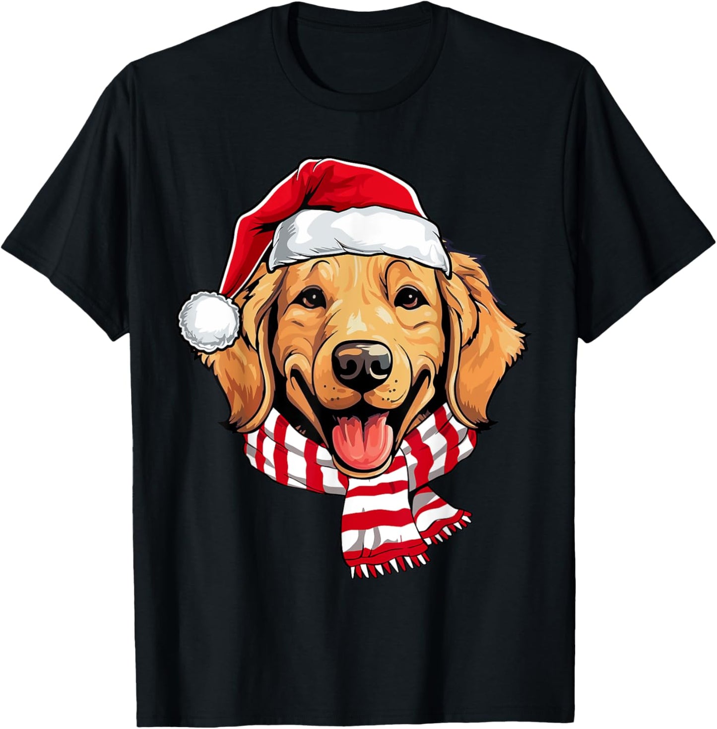 Santa Golden Retriever Christmas Dog Lover Men Women Kids T-Shirt - T-Shirt | Black