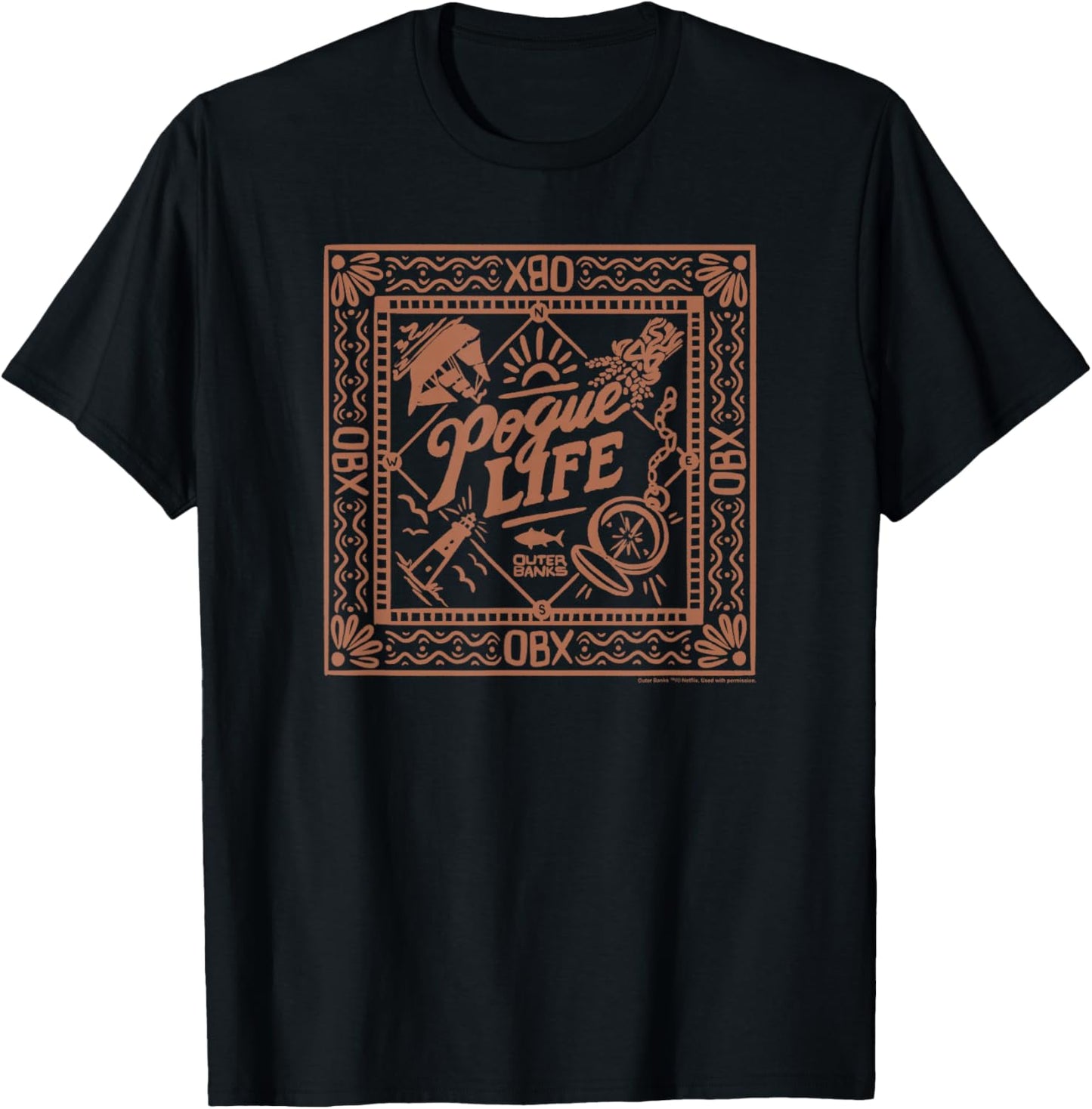Outer Banks Pogue Life Square Stamp T-Shirt - T-Shirt | Black