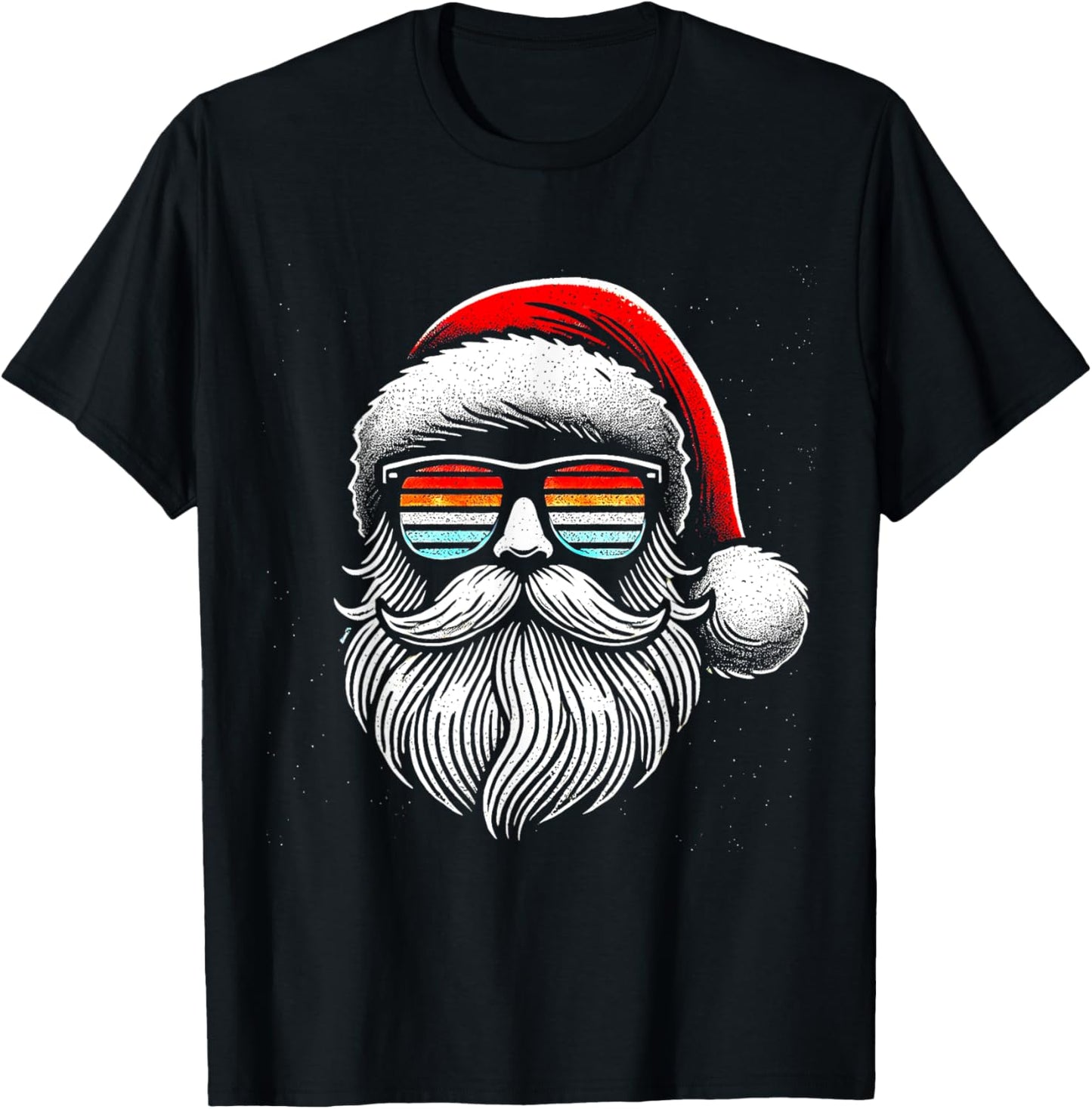 Santa Face Retro Sunglasses Christmas Xmas Men Women Kids T-Shirt - T-Shirt | Black