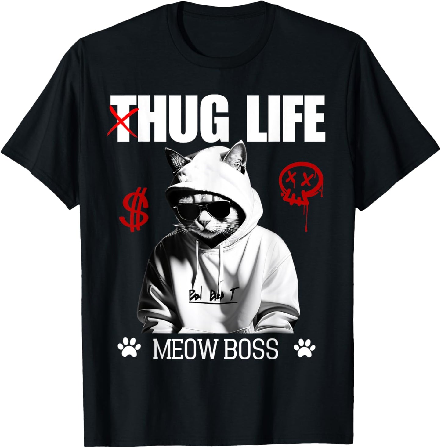 Cute Cat Hug Life Funny Thug Gangster Hiphop Kitten Lovers Women T-Shirt - T-Shirt | Black