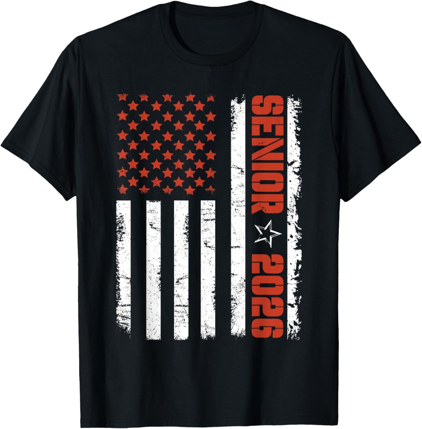 Patriotic Senior 2026 American Flag Class of 2026 Graduation T-Shirt - T-Shirt | Black