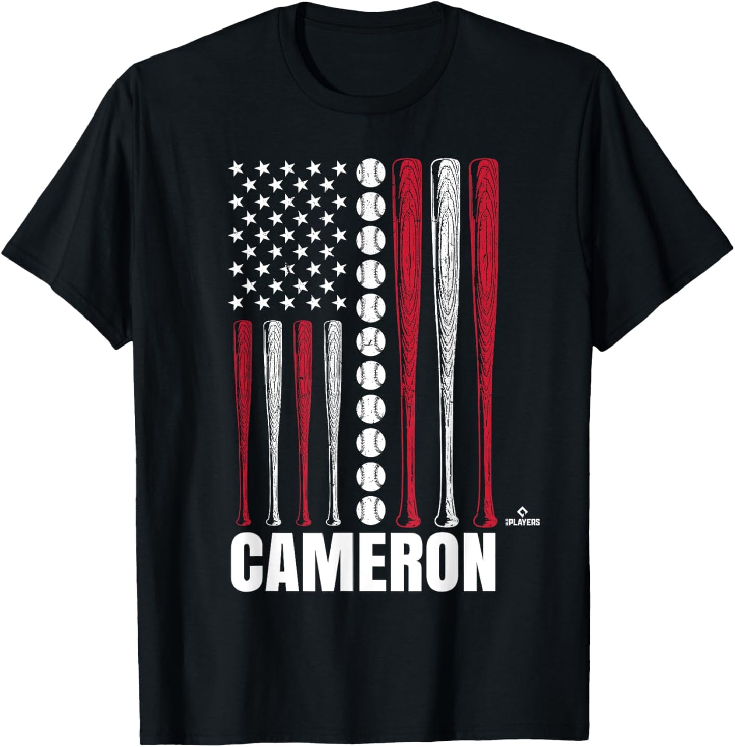 Baseball American Flag Cameron Cannon Prospect Baseball Fan T-Shirt - T-Shirt | Black