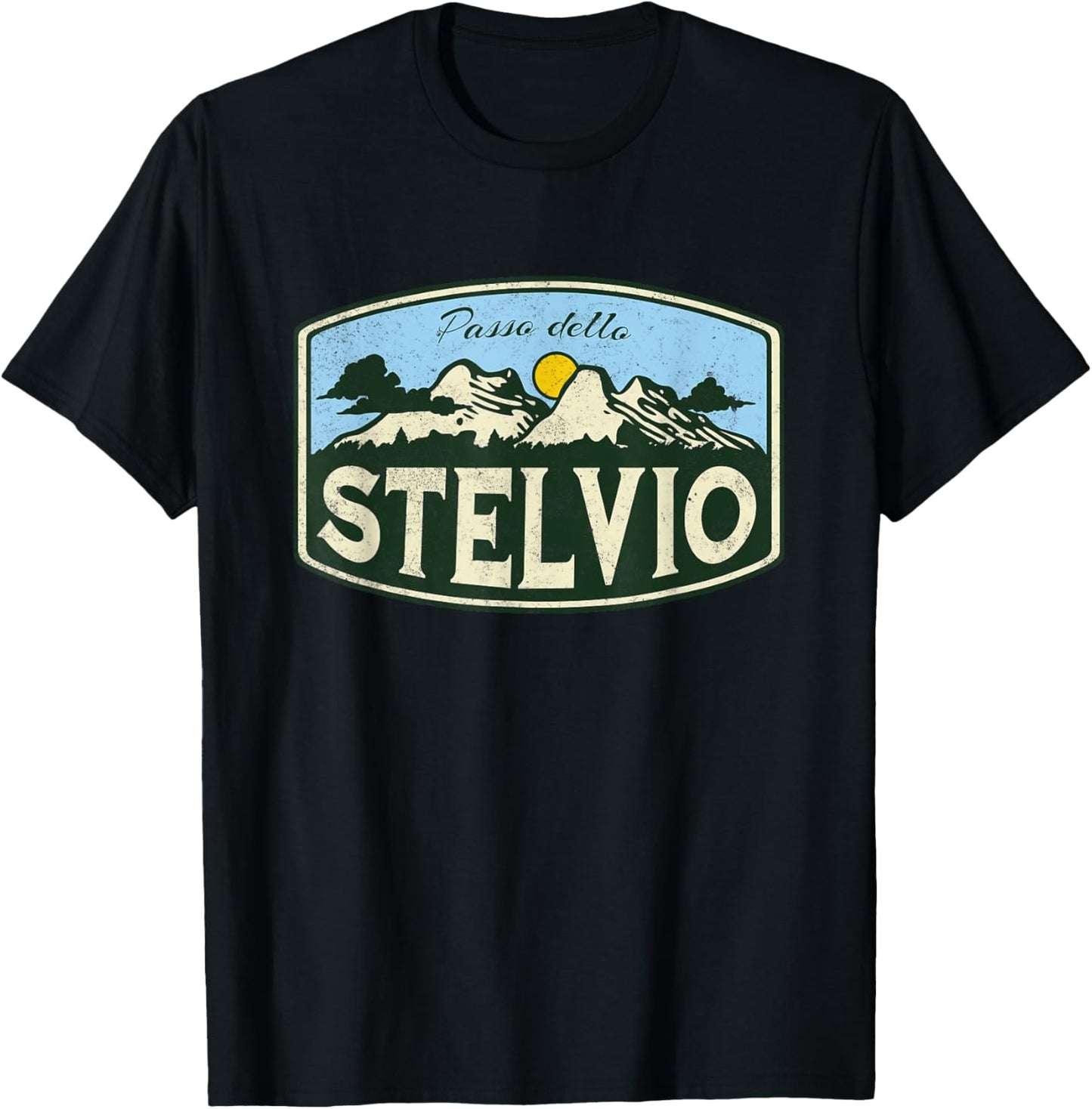 Italian mountain Stelvio pass Strada Statale 38 Stilfser Joc T-Shirt - T-Shirt | Black