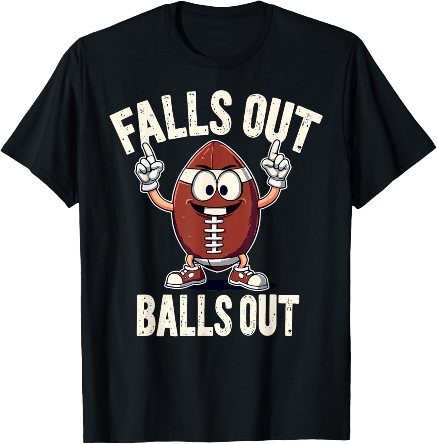Falls Out Balls Out Football Fanny Thanksgiving Autumn T-Shirt - T-Shirt | Black